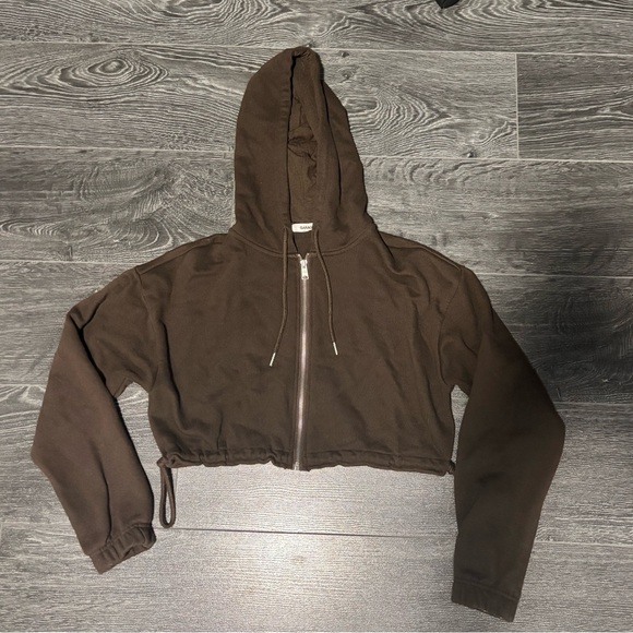 Garage brown cropped zip up with hood xs - Picture 1 of 4